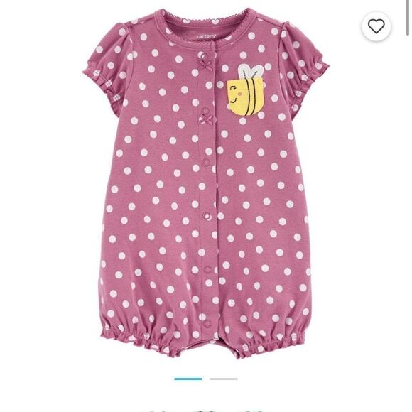COPY - Carter’s Baby Girls Polka Dot Snap-Up Romper w Bee - Picture 1 of 5